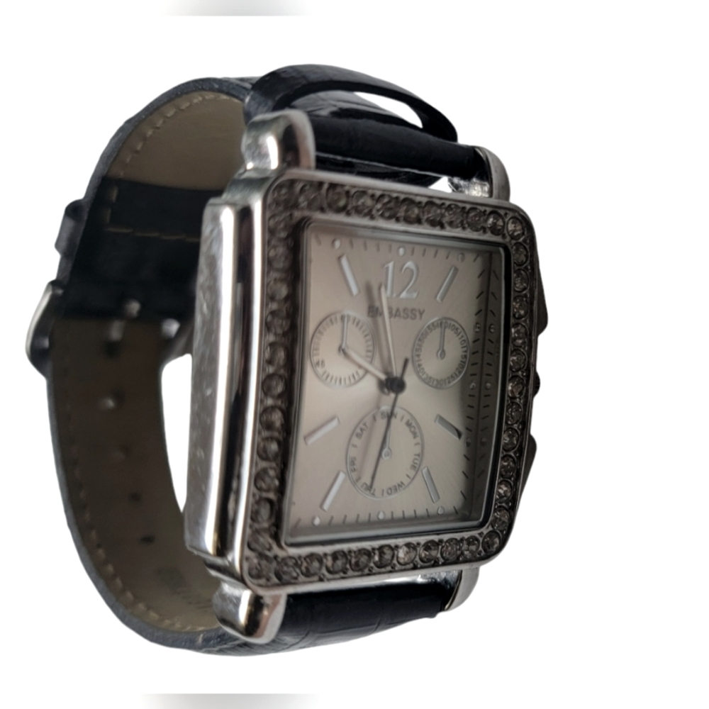 Embassy Embellished Rhinestone Bezel Square Face - Picture 9 of 9